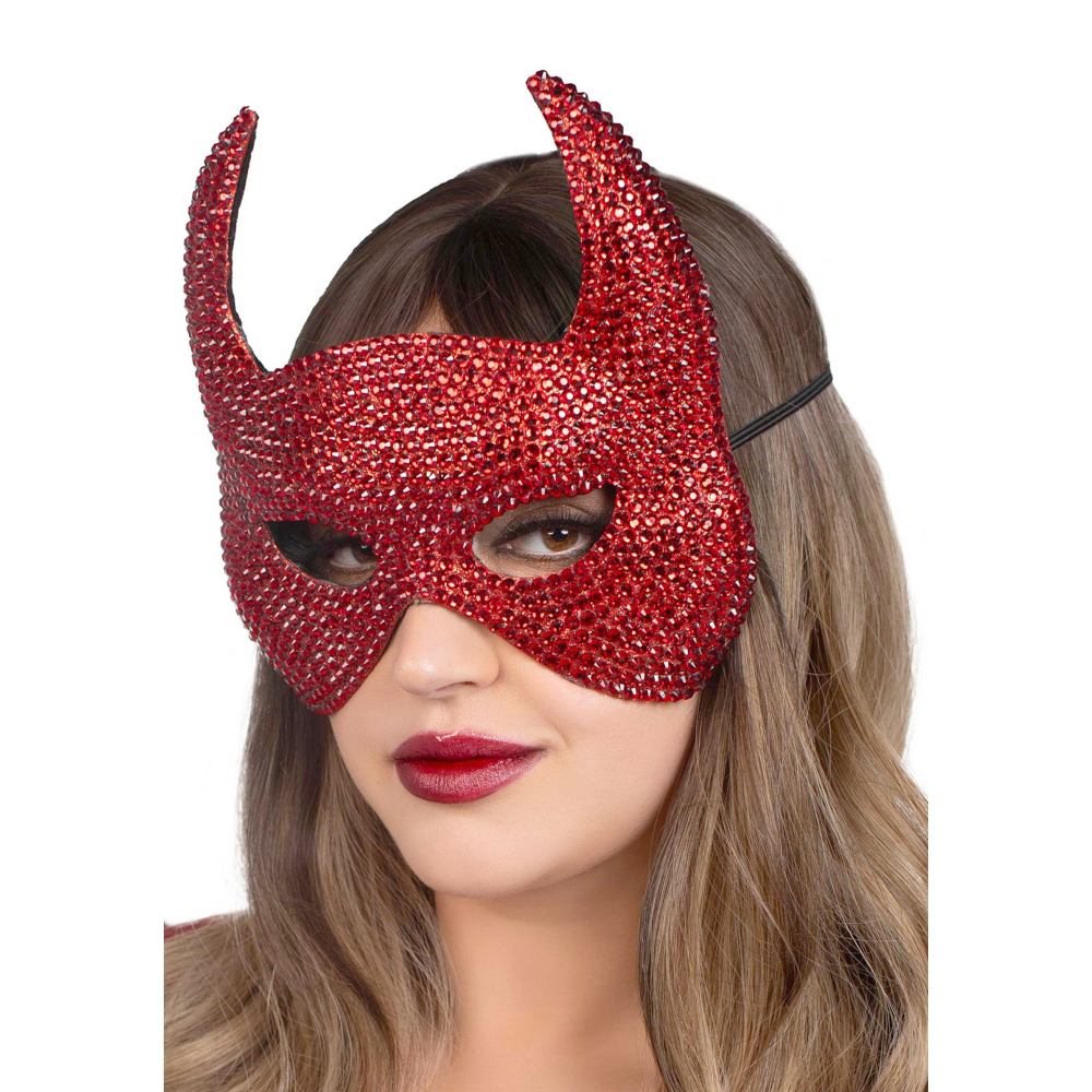 Leg Avenue - Rhinestone Devil Maske - Rot
